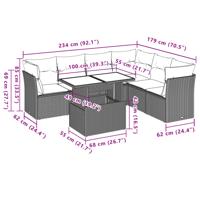 7-delige Loungeset met kussens poly rattan bruin - thumbnail