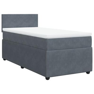Boxspring met matras fluweel donkergrijs 90x200 cm - thumbnail
