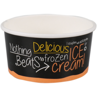 Cup | ijscup | karton + PE | 150ml | 6oz | Ø 96mm | 49mm | zwart/oranje | 1000 stuks - thumbnail