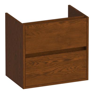 Brauer Adore - Onderkast Ondiep - 60 cm - met 2 Softclose Lades Greeploos en 1 Sifon Uitsparing - Lamellen Eiken Bruin