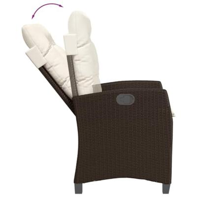 Tuinstoel verstelbaar met kussens poly rattan bruin Tuinstoel verstelbaar met kussens poly rattan bruin