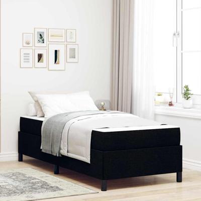 Boxspring bed Zwart, Zwart 100 x 200 cm Stof, Engineered Hout