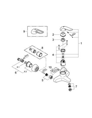 GROHE Euroeco wandkraan met koppelingen chroom 32776000