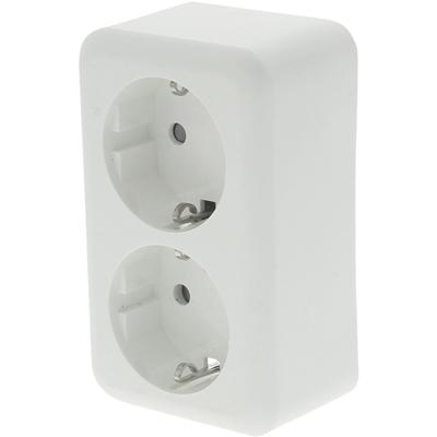 Q-Link Contactdoos | Opbouw | 2-voudig | Met Aanraakbeveiliging | Randaarde | Polarwit - 00.947.07