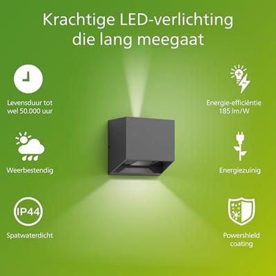 Philips LED Alix 929004140901 LED-buitenlamp (wand) LED 8.6 W Antraciet Philips LED Alix 929004140901 LED-buitenlamp (wand) LED 8.6 W Antraciet