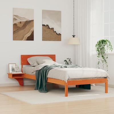 Bedframe met hoofdeinde Wasbruin 90 x 190 cm Massief grenenhout