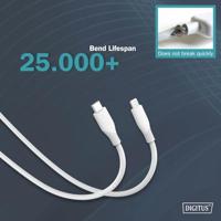 Digitus AK-600110-020-W USB-kabel USB 2.0 Apple Lightning stekker, USB-C stekker 2.00 m Wit Flexibel, Zeer flexibel, Met USB, Silicone, Uitstekende - thumbnail