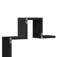 Wandschap 104,5x10x43 cm bewerkt hout zwart - thumbnail