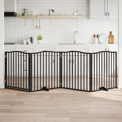 Hondenhek inklapbaar 4 panelen 320 cm populierenhout zwart