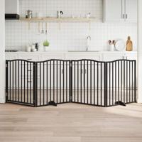 Hondenhek inklapbaar 4 panelen 320 cm populierenhout zwart - thumbnail