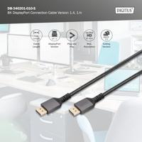 Digitus DB-340201-010-S DisplayPort-kabel DisplayPort Aansluitkabel DisplayPort-stekker 1 m Zwart Afgeschermd (drievoudig), Flexibel, Halogeenvrij, Rond - thumbnail