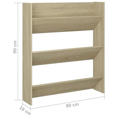 VidaXL Wandschoenenkast 80x18x90 cm bewerkt hout sonoma eikenkleur