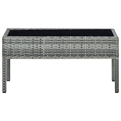Tuintafel 75x40x37 cm poly rattan grijs - thumbnail