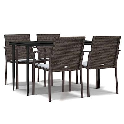 5-delige Tuinset met kussens poly rattan en staal