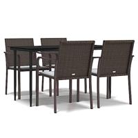 5-delige Tuinset met kussens poly rattan en staal - thumbnail