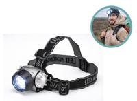 HI Hoofdlamp LED - Verstelbare Hoofdband - 3 Lichtstanden - Spatwaterdicht - Zwart - thumbnail