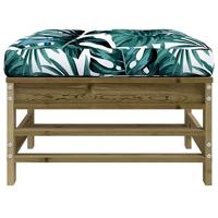 Tuinvoetenbank met kussen geïmpregneerd grenenhout - thumbnail