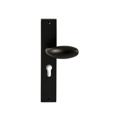 Hardbrass Knopkruk Golf op rechthoekig langschild profielcilindergat 55mm - zwart