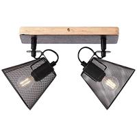 Brilliant 40113/76 - 2 Spots Plafondlamp Metaal/Hout - thumbnail