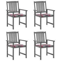 Tuinstoelen 4 st met kussens massief acaciahout grijs - thumbnail