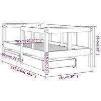 Kinderbedframe met lades 70x140 cm massief grenenhout wit - thumbnail