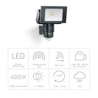 Steinel LED STRAHLER LS 150 S SW 052546 LED-buitenschijnwerper met bewegingsmelder Energielabel: E (A - G) 14.7 W Lichtkleur (naam): Neutraalwit - thumbnail