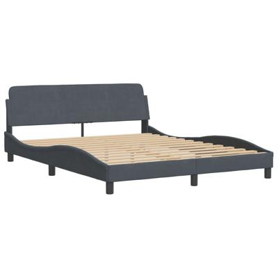 Bed met matras fluweel donkergrijs 160x200 cm - thumbnail