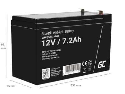 Green Cell AGM05 UPS-accu Sealed Lead Acid (VRLA) 12 V 7,2 Ah - thumbnail