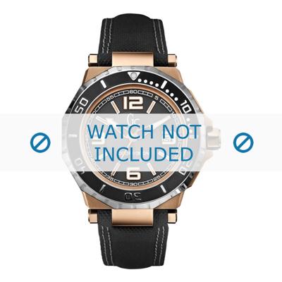 Guess horlogeband X79002G2S Canvas Zwart + wit stiksel