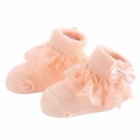 3 paren Bow Lace baby sokken pasgeboren katoen baby sok maat: M (oranje) - thumbnail