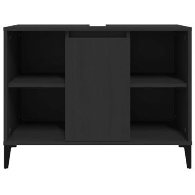 Wastafelkast 80x33x60 cm bewerkt hout zwart Wastafelkast 80x33x60 cm bewerkt hout zwart