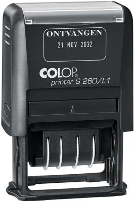 Colop tekststempel Printer S260/L1, met datum en ONTVANGEN