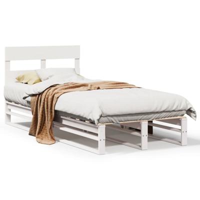 Bedframe zonder matras massief grenenhout wit 200x200 cm