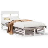 Bedframe zonder matras massief grenenhout wit 200x200 cm - thumbnail