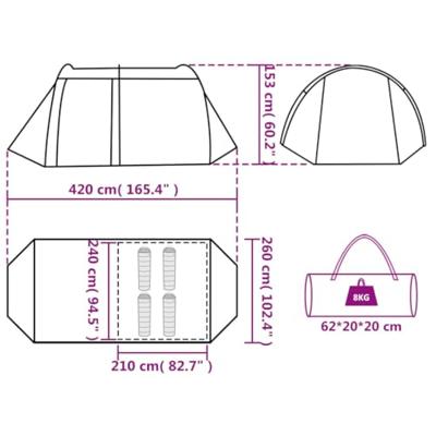 Tent 4-persoons 420x260x153 cm 185T taft groen Tent 4-persoons 420x260x153 cm 185T taft groen