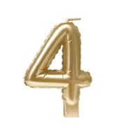Foil balloon candle gold 4 | 4 stuks - thumbnail