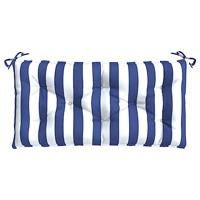 Tuinbankkussens 2 st gestreept 100x50x7 cm stof wit en blauw - thumbnail
