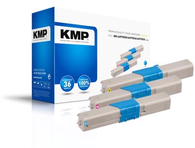 KMP Toner vervangt OKI 44973535, 44973534, 44973533 Compatibel Combipack Cyaan, Magenta, Geel 1500 bladzijden O-T37V 3341,0030 KMP Toner vervangt OKI 44973535, 44973534, 44973533 Compatibel Combipack Cyaan, Magenta, Geel 1500 bladzijden O-T37V 3341,0030