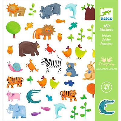 160 dierenstickers DJECO meerdere kleuren