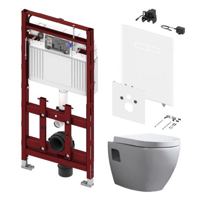 Tece 200 Toiletset - Inbouw WC Hangtoilet Wandcloset Daley - Elektronische sen-Touch Bedieningsplaat Wit