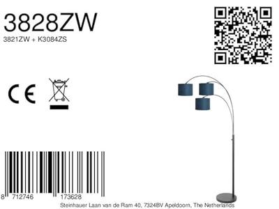 Steinhauer VloerlampSparkled Light zwart met blauwe kappen - 3828ZW