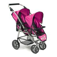Tweeling Poppenwagen Vario - Dots Navy Pink - thumbnail