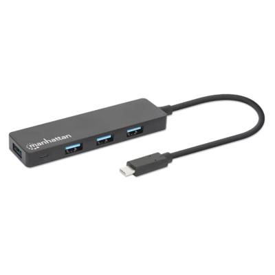Manhattan 164924 USB-C (USB 3.2 Gen 2) multiport hub 4 poorten Zwart Manhattan 164924 USB-C (USB 3.2 Gen 2) multiport hub 4 poorten Zwart