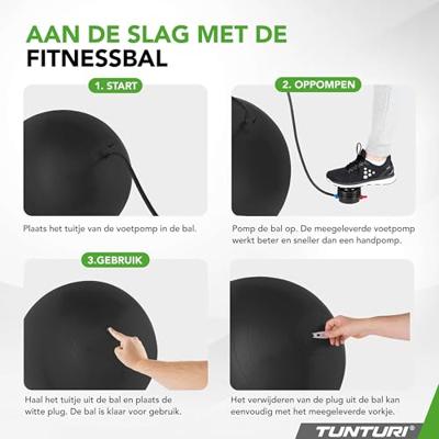 Fitnessbal Anti-Burst 90cm Black - thumbnail