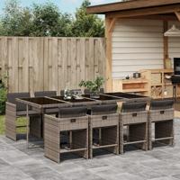 9-delige Tuinset met kussens poly rattan grijs - thumbnail