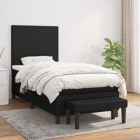 Boxspring met matras stof zwart 90x200 cm - thumbnail