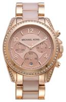 Michael Kors Dames Blair chronograaf Rosegoud glitterhorloge MK5943 - thumbnail