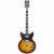 D&apos;Angelico Deluxe Brighton Vintage Sunburst elektrische gitaar met koffer - thumbnail