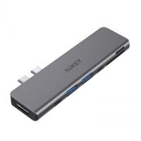 AUKEY CB-C76 interface hub USB 2.0 Type-C 40000 Mbit/s Grijs - thumbnail