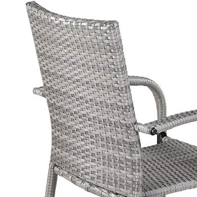 Polyrattan Stapelstoel Comfort Set van 4 kleur Grijs Polyrattan Stapelstoel Comfort Set van 4 kleur Grijs